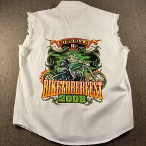 Daytona Beach Biketoberfest 2008 Button Up Cutoff Sleeve White XL